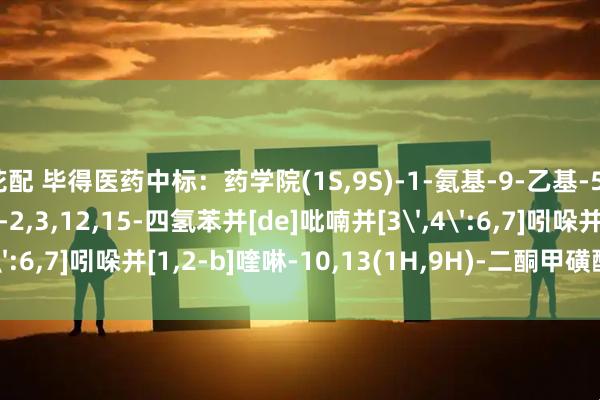 同花配 毕得医药中标：药学院(1S,9S)-1-氨基-9-乙基-5-氟-9-羟基-4-甲基-2,3,12,15-四氢苯并[de]吡喃并[3',4':6,7]吲哚并[1,2-b]喹啉-10,13(1H,9H)-二酮甲磺酸盐